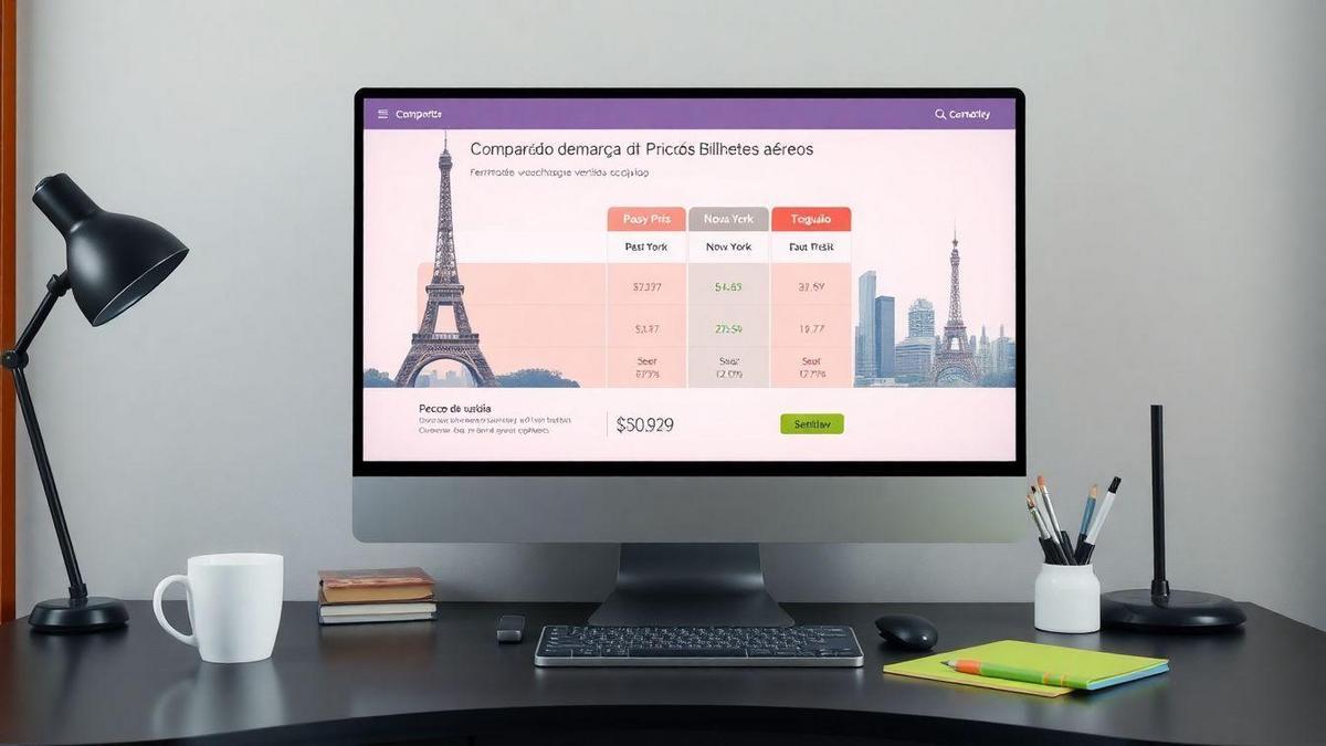 Comparação de preços de bilhetes aéreos para destinos populares usando ferramenta web