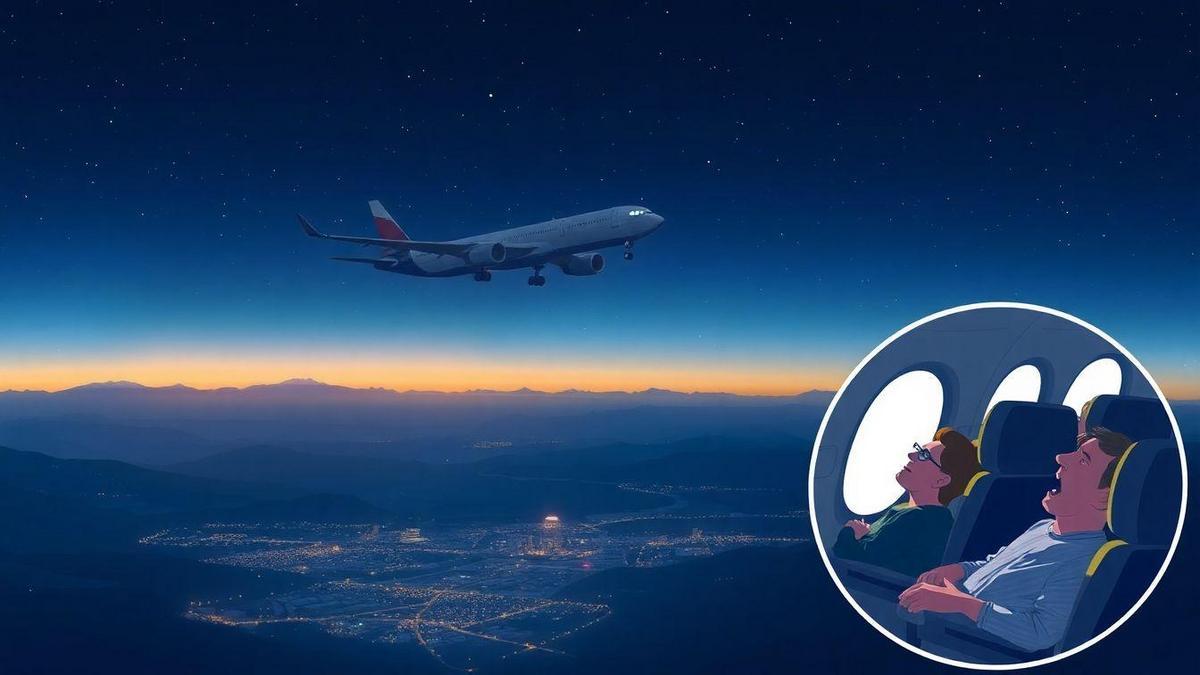 Economia em voos noturnos comparados com diurnos para viagens longas